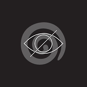 Hide line icon, strikeout eye outline vector