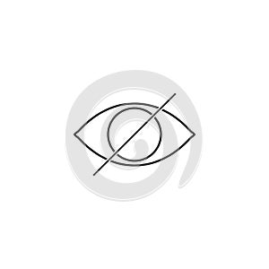 Hide line icon, strikeout eye outline vector