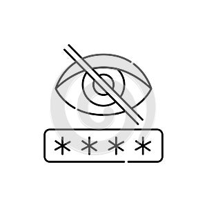 Hide password line icon. Isolated vector element.