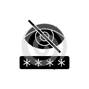Hide password line icon. Isolated vector element.
