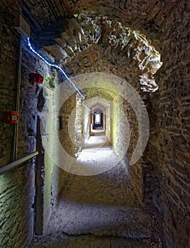 Hiden passageway beneath cardiff castle. ancient stone