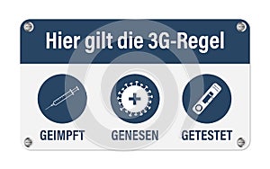 Hier gilt die 3G-Regel - Text in German language