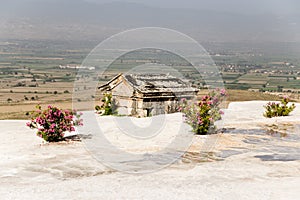 Hierapolis, Turkey. Antique crypt flooded with travertine in the necropolis