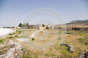 Hierapolis, Turkey. City walls, on the left - travertine