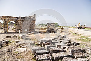 Hierapolis, Turkey. Domitian Gate, 86-87 years AD. View from the necropolis