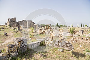 Hierapolis, Turkey. Frontinus Street and ruins of the Northern Byzantine gate, IV century AD