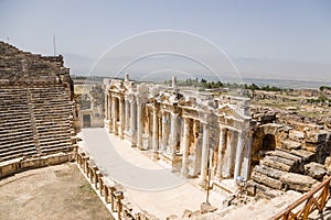 Hierapolis, Turkey. View of the antique Roman theater, 1 - 4 centuries. BC