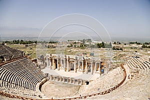 Hierapolis, Turkey. View of the antique theater (1 - 4 centuries AD) and the surrounding area