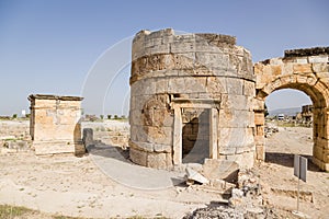 Hierapolis, Turkey. Watchtower and Gateway Domitian, 86-87 years AD. View from the city