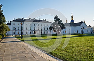 Hierarchal house and Pokrovsky Winter Cathedral. Tobolsk Kremlin. Tobolsk. Russia