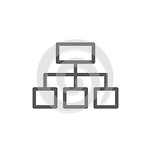 Hierarchical graph structure line icon.
