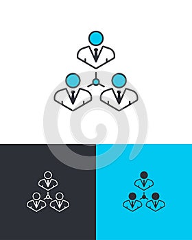 Hierarchical Organization Chart or Teamwork Icon