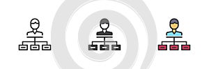 Hierarchical organizational structure different style icon set photo