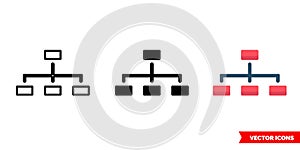 Hierarchical structure icon of 3 types. Isolated vector sign symbol.