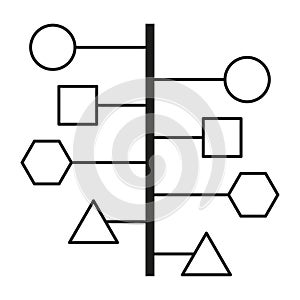 Hierarchy chart diagram. Business process steps. Organization scheme Vector graphic. Structure data presentation.