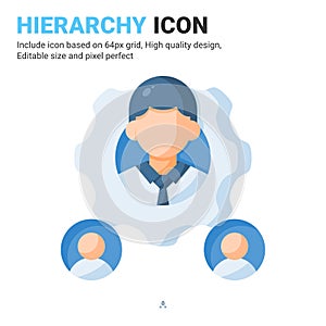 Hierarchy icon vector with flat color style isolated on white background. Vector illustration organization sign symbol icon