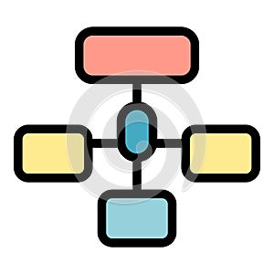 Hierarchy network icon color outline vector