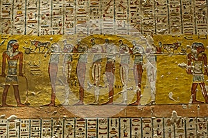 Hieroglyph and artifact at the Valley of the Kings. Egypt.