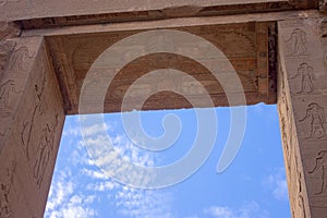 Hieroglyph in the wall and at the ceiling photo