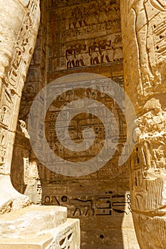 Hieroglyph wall at Medinet Habu