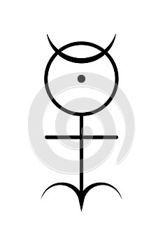 Hieroglyphic monad esoteric symbol, sacred geometry, The Monas Hieroglyphic. Mystical logo icon vector isoalted on white