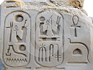 Hieroglyphic writing with Kings cartouche, Karnak photo