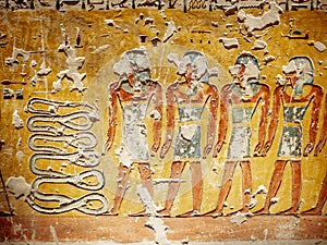 Hieroglyphics depicting the afterlife in the Valley of the Kings Luxor Thebes Egypt photo