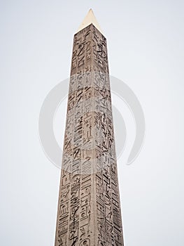 Hieroglyphics on Egyptian obelisk at Place de la Concorde, Paris