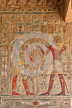 Hieroglyphics at Hatshepsut Temple Luxor photo