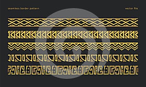 hieroglyphics like ethnic tribe pattern like border seamless pattern set for design decoration