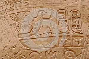 Hieroglyphics on massive columns of Karnak