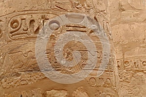 Hieroglyphics on massive columns of Karnak