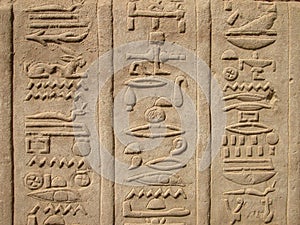Hieroglyphics at Temple of Kom Ombo, Egypt photo