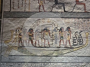 Hieroglyphics in the tombs of the pharaohs in the Valley of the Kings