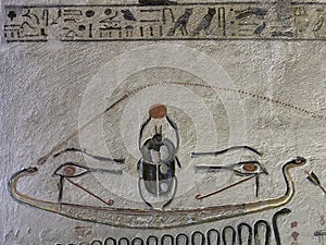 Hieroglyphics in the tombs of the pharaohs in the Valley of the Kings