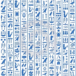 Hieroglyphs of Ancient Egypt dark blue