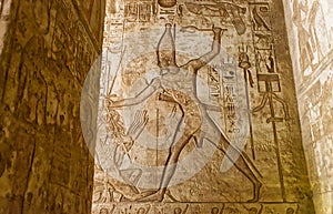 Hieroglyphs inside Abu Simbel Temple. Egypt