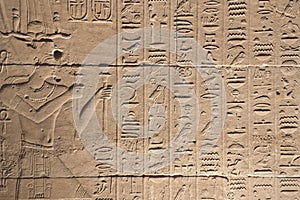 Hieroglyphs in the temple of Kalabsha (Egypt)