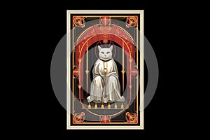 The hierophant Cat Tarot card illustration generative ai