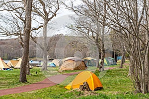 Higashi-Onuma Campsite in Onuma Quasi-National Park, Hokkaido, Japan