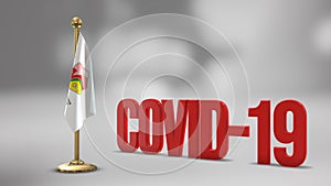 Higgins Chile realistic 3D flag and Covid-19 illustration.