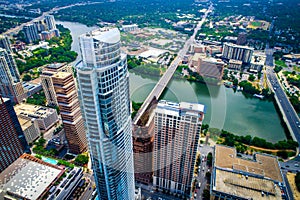 High Above Austin Texas Tallest Tower Looking Down Congress Avenue high Aerial drone view photo