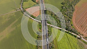 High aerial pass over autobahn