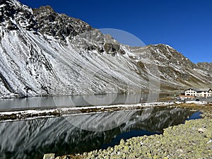High alpine lakes Lai Nair (Black Lake or Schwarzer See) and Lai da la Scotta (Schottensee) on the pass Fluela