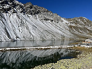 High alpine lakes Lai Nair (Black Lake or Schwarzer See) and Lai da la Scotta (Schottensee) on the pass Fluela