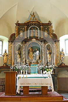 High altar in the church of St. Peter in Sveti Petar Mreznicki, Croatia