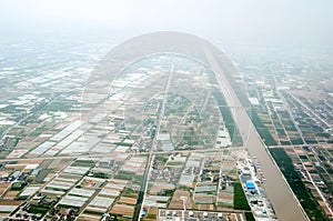 High-altitude aerial view of rural China