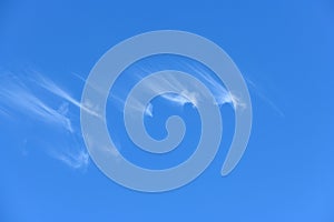 High altitude cumulus clouds on blue sky