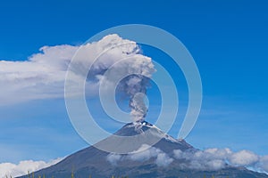 high altitude explosion from a fumarole of the popocatépetl volcano