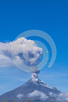 high altitude explosion from a fumarole of the popocatépetl volcano